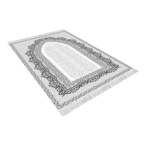 Decorated Gray Soft Padded Prayer Rug | Cotton Layer Janamaz | Anti Slip Backing Bamboo Cotton Prayer Mat | Islamic Gifts