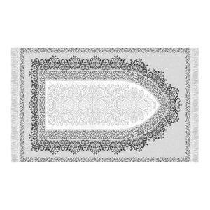 Decorated Gray Soft Padded Prayer Rug | Cotton Layer Janamaz | Anti Slip Backing Bamboo Cotton Prayer Mat | Islamic Gifts