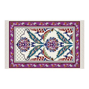 Lalezar Purple Soft Padded Prayer Rug | Cotton Layer Janamaz | Anti Slip Backing Bamboo Cotton Prayer Mat | Islamic Gifts