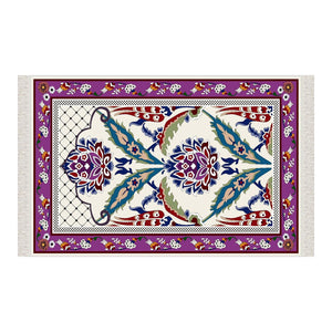 Lalezar Purple Soft Padded Prayer Rug | Cotton Layer Janamaz | Anti Slip Backing Bamboo Cotton Prayer Mat | Islamic Gifts