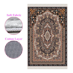 Turkmen Carpet Design Soft Padded Prayer Rug | Cotton Layer Janamaz | Anti Slip Backing Bamboo Cotton Prayer Mat | Islamic Gifts