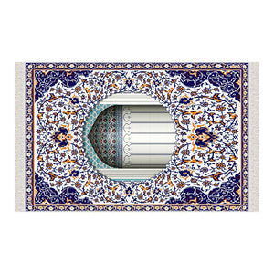 Blue Mihrab Soft Padded Prayer Rug | Cotton Layer Janamaz | Anti Slip Backing Bamboo Cotton Prayer Mat | Islamic Gifts