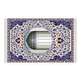 Blue Mihrab Soft Padded Prayer Rug | Cotton Layer Janamaz | Anti Slip Backing Bamboo Cotton Prayer Mat | Islamic Gifts