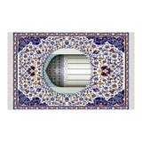 Blue Mihrab Soft Padded Prayer Rug | Cotton Layer Janamaz | Anti Slip Backing Bamboo Cotton Prayer Mat | Islamic Gifts
