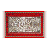 Red Mosaic Carpet Soft Padded Prayer Rug | Cotton Layer Janamaz | Anti Slip Backing Bamboo Cotton Prayer Mat | Islamic Gifts