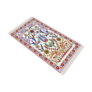 Ottoman Tulips Soft Padded Prayer Rug | Cotton Layer Janamaz | Anti Slip Backing Bamboo Cotton Prayer Mat | Islamic Gifts