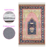 Pink Palace Chandelier Soft Padded Prayer Rug | Cotton Layer Janamaz | Anti Slip Backing Bamboo Cotton Prayer Mat | Islamic Gifts