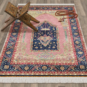 Pink Palace Chandelier Soft Padded Prayer Rug | Cotton Layer Janamaz | Anti Slip Backing Bamboo Cotton Prayer Mat | Islamic Gifts