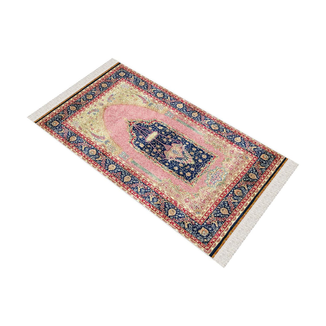 Pink Palace Chandelier Soft Padded Prayer Rug | Cotton Layer Janamaz | Anti Slip Backing Bamboo Cotton Prayer Mat | Islamic Gifts