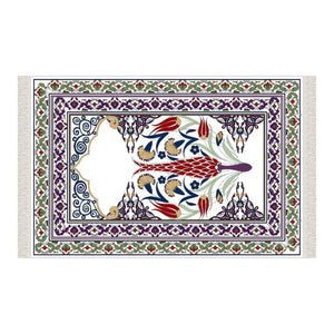 Tulip Era Soft Padded Prayer Rug | Cotton Layer Janamaz | Anti Slip Backing Bamboo Cotton Prayer Mat | Islamic Gifts