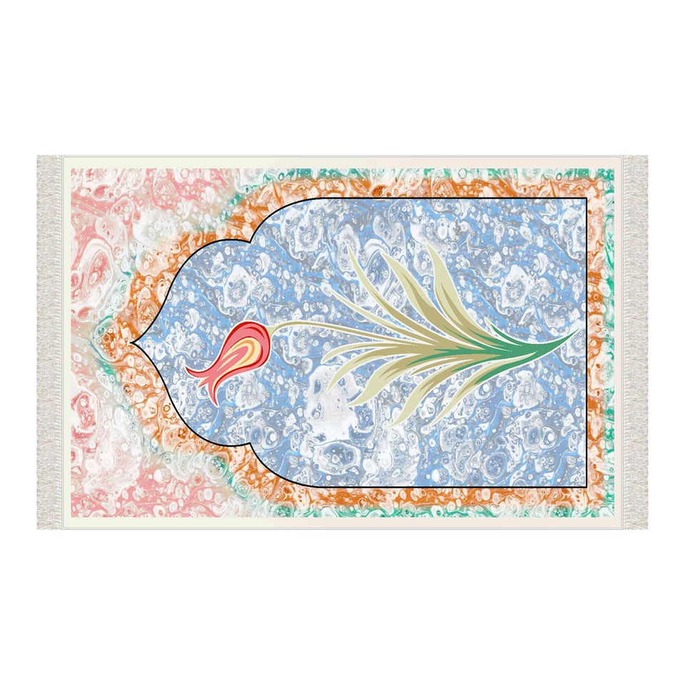 Tulip Mihrab Soft Padded Prayer Rug | Cotton Layer Janamaz | Anti Slip Backing Bamboo Cotton Prayer Mat | Islamic Gifts