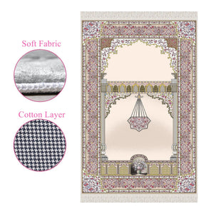 Flower Chandelier Soft Padded Prayer Rug | Cotton Layer Janamaz | Anti Slip Backing Bamboo Cotton Prayer Mat | Islamic Gifts