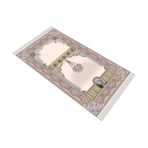 Flower Chandelier Soft Padded Prayer Rug | Cotton Layer Janamaz | Anti Slip Backing Bamboo Cotton Prayer Mat | Islamic Gifts
