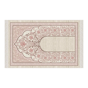Pale Pink Mihrab Soft Padded Prayer Rug | Cotton Layer Janamaz | Anti Slip Backing Bamboo Cotton Prayer Mat | Islamic Gifts