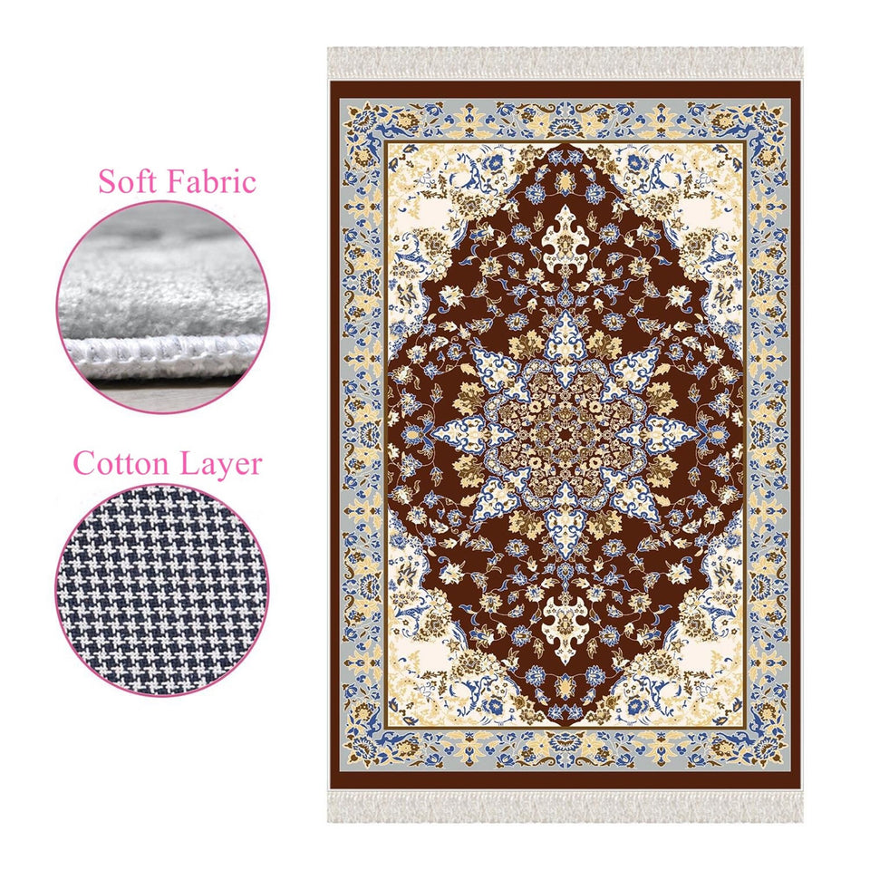 Siberian Bugloss Soft Padded Prayer Rug | Cotton Layer Janamaz | Anti Slip Backing Bamboo Cotton Prayer Mat | Islamic Gifts