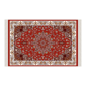 Red Siberian Bugloss Soft Padded Prayer Rug | Cotton Layer Janamaz | Anti Slip Backing Bamboo Cotton Prayer Mat | Islamic Gifts