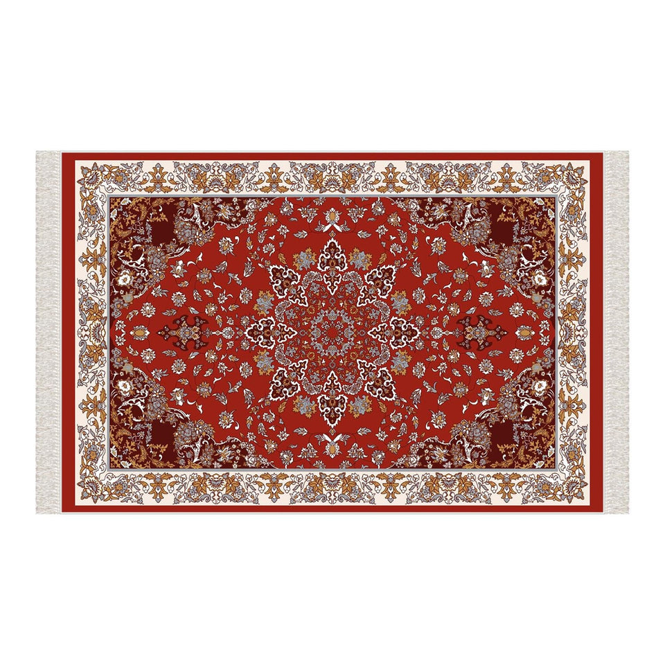Red Siberian Bugloss Soft Padded Prayer Rug | Cotton Layer Janamaz | Anti Slip Backing Bamboo Cotton Prayer Mat | Islamic Gifts