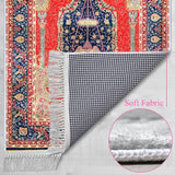 Red Palace Chandelier Soft Padded Prayer Rug | Cotton Layer Janamaz | Anti Slip Backing Bamboo Cotton Prayer Mat | Islamic Gifts