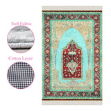 Turquoise Palace Chandelier Soft Padded Prayer Rug | Cotton Layer Janamaz | Anti Slip Backing Bamboo Cotton Prayer Mat | Islamic Gifts 01