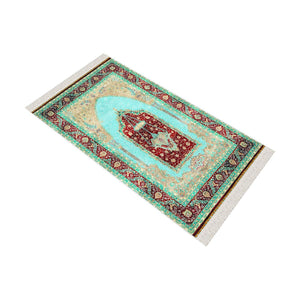 Turquoise Palace Chandelier Soft Padded Prayer Rug | Cotton Layer Janamaz | Anti Slip Backing Bamboo Cotton Prayer Mat | Islamic Gifts 01