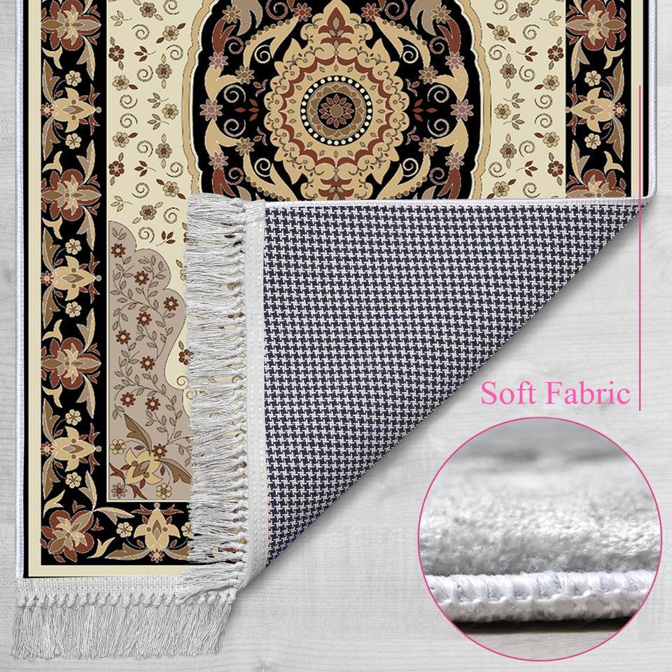 Kaaba Soft Padded Prayer Rug | Cotton Layer Janamaz | Anti Slip Backing Bamboo Cotton Prayer Mat | Islamic Gifts