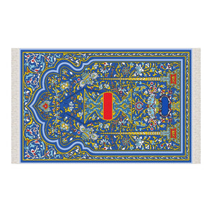 Flower Tiles Soft Padded Prayer Rug | Cotton Layer Janamaz | Anti Slip Backing Bamboo Cotton Prayer Mat | Islamic Gifts