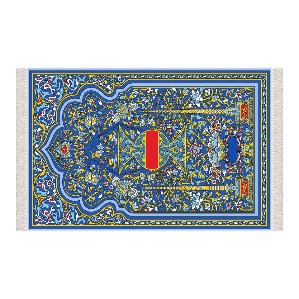 Flower Tiles Soft Padded Prayer Rug | Cotton Layer Janamaz | Anti Slip Backing Bamboo Cotton Prayer Mat | Islamic Gifts