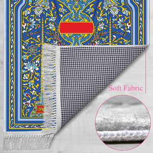 Flower Tiles Soft Padded Prayer Rug | Cotton Layer Janamaz | Anti Slip Backing Bamboo Cotton Prayer Mat | Islamic Gifts