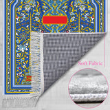 Flower Tiles Soft Padded Prayer Rug | Cotton Layer Janamaz | Anti Slip Backing Bamboo Cotton Prayer Mat | Islamic Gifts