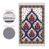 Ottoman Era Mosque Tiles Soft Padded Prayer Rug | Cotton Layer Janamaz | Anti Slip Backing Bamboo Cotton Prayer Mat | Islamic Gifts