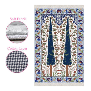 Pine Tree Soft Padded Prayer Rug | Cotton Layer Janamaz | Anti Slip Backing Bamboo Cotton Prayer Mat | Islamic Gifts