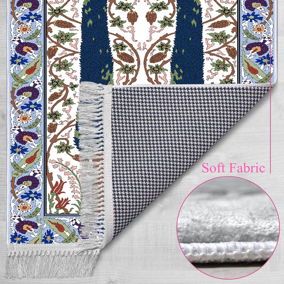 Pine Tree Soft Padded Prayer Rug | Cotton Layer Janamaz | Anti Slip Backing Bamboo Cotton Prayer Mat | Islamic Gifts