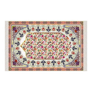 Mosaic Of Flowers Soft Padded Prayer Rug | Cotton Layer Janamaz | Anti Slip Backing Bamboo Cotton Prayer Mat | Islamic Gifts