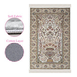 Beige Red and Brown Ottoman Tiles Soft Padded Prayer Rug | Cotton Layer Janamaz | Anti Slip Backing Bamboo Cotton Prayer Mat | Islamic Gifts