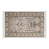 Beige Red and Brown Ottoman Tiles Soft Padded Prayer Rug | Cotton Layer Janamaz | Anti Slip Backing Bamboo Cotton Prayer Mat | Islamic Gifts