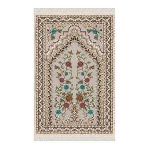 Wedding Bouquet Soft Padded Prayer Rug | Cotton Layer Janamaz | Anti Slip Backing Bamboo Cotton Prayer Mat | Islamic Gifts