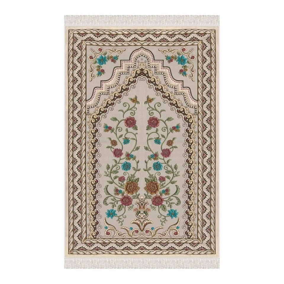 Wedding Bouquet Soft Padded Prayer Rug | Cotton Layer Janamaz | Anti Slip Backing Bamboo Cotton Prayer Mat | Islamic Gifts