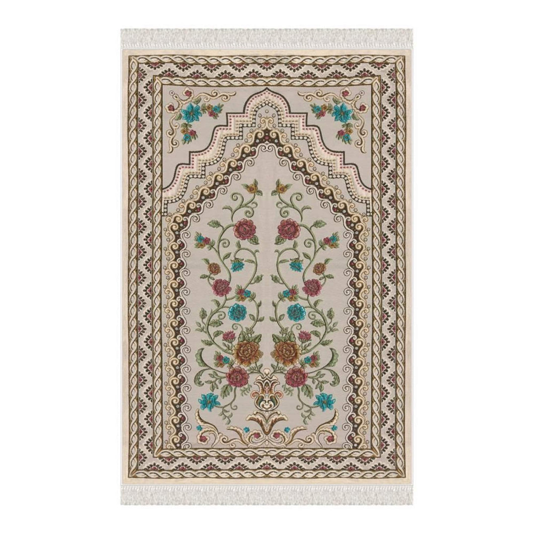 Wedding Bouquet Soft Padded Prayer Rug | Cotton Layer Janamaz | Anti Slip Backing Bamboo Cotton Prayer Mat | Islamic Gifts