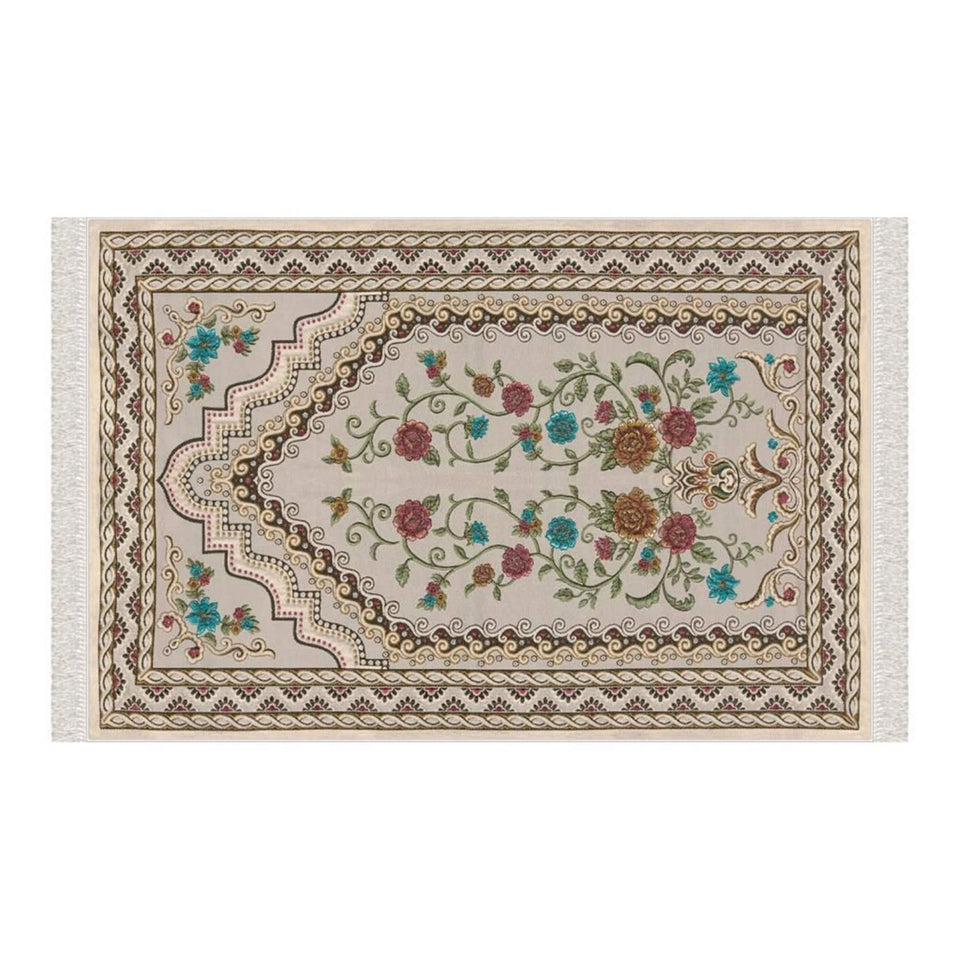Wedding Bouquet Soft Padded Prayer Rug | Cotton Layer Janamaz | Anti Slip Backing Bamboo Cotton Prayer Mat | Islamic Gifts