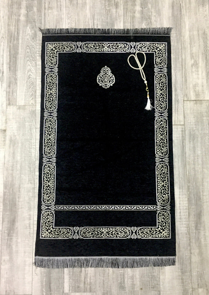 NEW Kaaba Kiswah Inspired Prayer Mat | Musallah | Masjid al Haram Sajjada | Prayer Rug | Janamaz