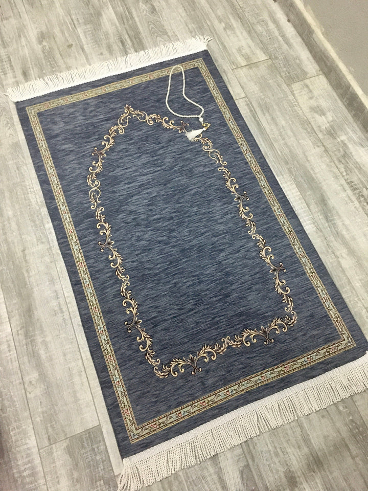 Indigo Door to Andalus Prayer Mat, Prayer Mat with Tasbeeh, Prayer Rug, Muslim Janamaz, Sajjada, Turkish Rug, Islamic Gift YSLM37
