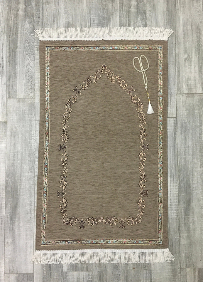 Brown Door to Andalus Prayer Mat, Prayer Mat with Tasbeeh, Prayer Rug, Muslim Janamaz, Sajjada, Turkish Rug, Islamic Gift YSLM38