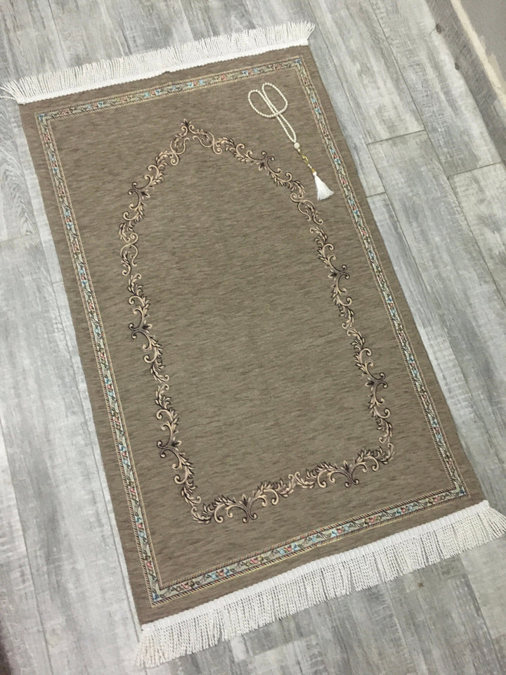 Brown Door to Andalus Prayer Mat, Prayer Mat with Tasbeeh, Prayer Rug, Muslim Janamaz, Sajjada, Turkish Rug, Islamic Gift YSLM38