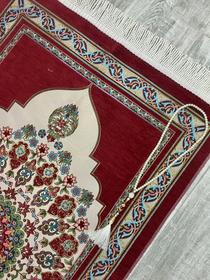 Circle Of Flowers Kilim Prayer Mat, Prayer Mat with Tasbeeh, Prayer Rug, Muslim Janamaz, Bohemian Rug, Turkish Rug, Islamic Gift YSLM40