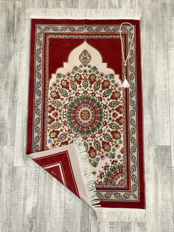 Circle Of Flowers Kilim Prayer Mat, Prayer Mat with Tasbeeh, Prayer Rug, Muslim Janamaz, Bohemian Rug, Turkish Rug, Islamic Gift YSLM40