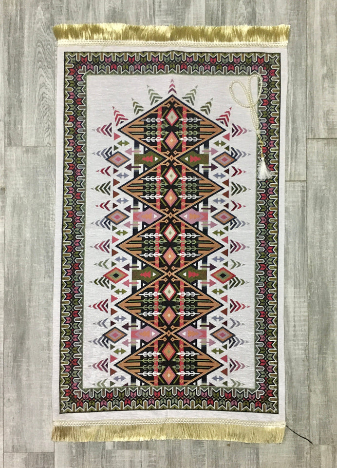 Baklava Design Colorful  Prayer Mat, Prayer Mat with Tasbeeh, Prayer Rug, Muslim Janamaz, Sajjada, Turkish Rug, Islamic Gift YSLM44