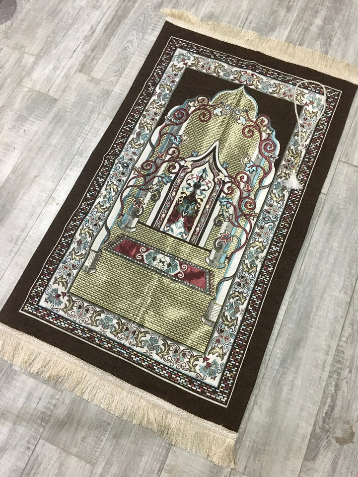 Mihrab Kilim Prayer Mat, Prayer Mat with Tasbeeh, Prayer Rug, Muslim Janamaz, Sajjada, Turkish Rug, Islamic Gift YSLM46