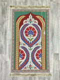 Decorated Tulip Carpet Prayer Mat, Prayer Mat with Tasbeeh, Prayer Rug, Muslim Janamaz, Sajjada, Turkish Rug, Islamic Gift YSLM51 - islamicbazaar