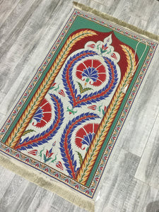 Decorated Tulip Carpet Prayer Mat, Prayer Mat with Tasbeeh, Prayer Rug, Muslim Janamaz, Sajjada, Turkish Rug, Islamic Gift YSLM51 - islamicbazaar