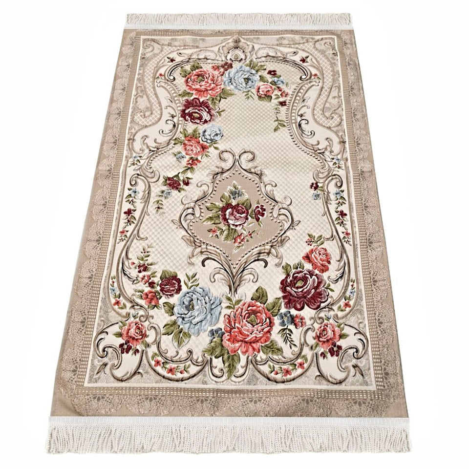 Lux Prayer Mat with Bottom Layer, Wedding Gift, Anniversary Gift, Prayer Rug, Dowries Janamaz - islamicbazaar